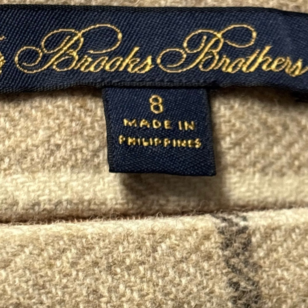 Brooks Brothers Wool Blend Windowpane Fringed Wrap Skirt Women's Size 8 - Picture 8 of 10